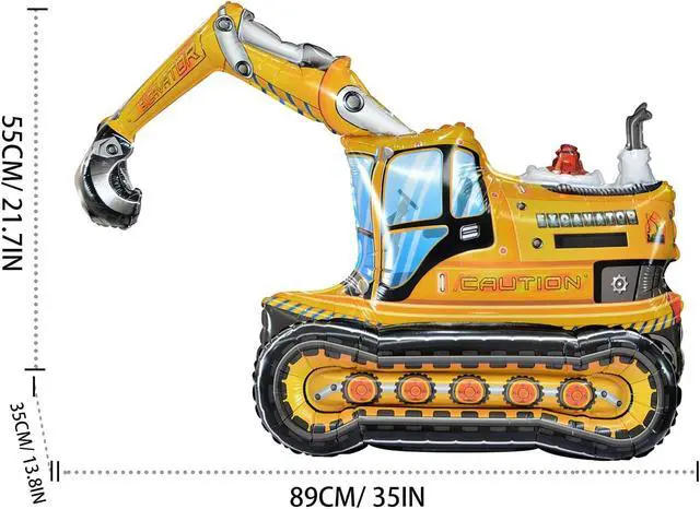 Alt view image 3 of 7 - Construction Birthday Party Supplies 145PCS Construction Balloons Arch Kit Yellow Blue Construction Themed Party Decorations for Boys 3rd Large Self Standing 4D Excavator Mixer Truck Foil Balloons