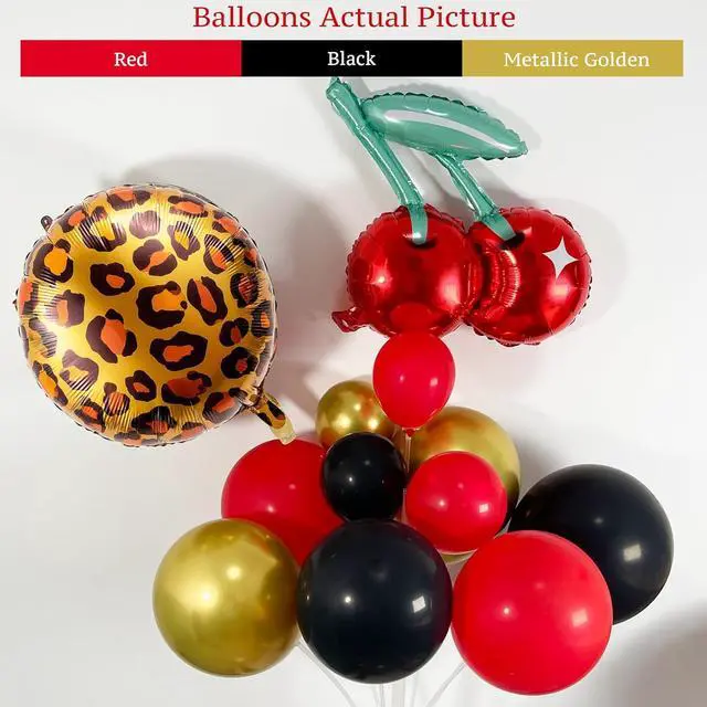 Alt view image 3 of 4 - PartyXpress 152PCS Cheetah Balloon Arch Garland Kit with Black Red Gold Leopard Print Cherry Balloons for Cheetah Birthday Decorations, Leopard Party Decor, Cherry Theme, Girls Night, Bachelorette