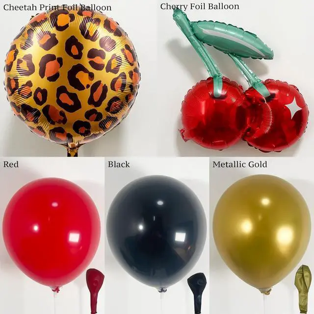 Alt view image 4 of 4 - PartyXpress 152PCS Cheetah Balloon Arch Garland Kit with Black Red Gold Leopard Print Cherry Balloons for Cheetah Birthday Decorations, Leopard Party Decor, Cherry Theme, Girls Night, Bachelorette