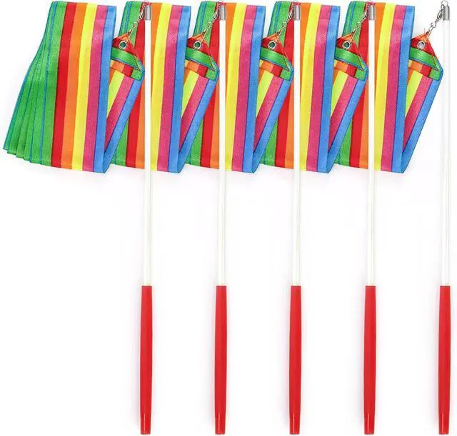 Alt view image 3 of 7 - Jucoan 30 Pack Dance Ribbons for Kid, 6.6 Ft Rhythmic Gymnastics Dancing Wands, Rainbow Kid Birthday Party Favor Supplies, Gymnastics Easter Goodie Bag Baskets Stuffers for Girls