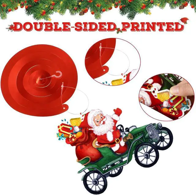 Alt view image 4 of 6 - Sumind 30 Pcs Christmas Santa Claus Ceiling Hanging Decorations Merry Christmas Swirl Decorations Ceiling Hanging Decor Set Vintage Snowman Elk Ornaments for Xmas Winter Holiday Party Eve Supplies