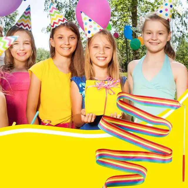 Alt view image 5 of 7 - Jucoan 30 Pack Dance Ribbons for Kid, 6.6 Ft Rhythmic Gymnastics Dancing Wands, Rainbow Kid Birthday Party Favor Supplies, Gymnastics Easter Goodie Bag Baskets Stuffers for Girls