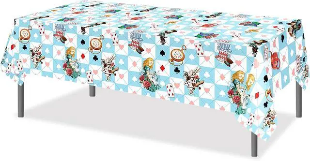 Alt view image 7 of 7 - Adirasenotek 3Pcs Wonderland Party Tablecloths,Tea Praty 87" Lx51 W Rectangular Plastic Table Covers,Kids' Party Disposable Tablecloths for Decoration,Birthday,Baby Showers
