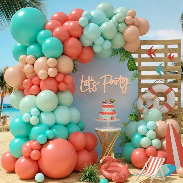 Main image of Hawaii Balloons Arch Kit, Tropical Balloon Garland with Orange Teal Blue Balloons for Birthday Decorations, Baby Shower Tropical Hawaii Magic Theme Luau Tiki Party Supplies
