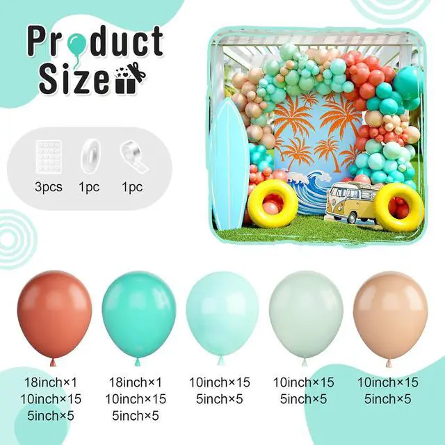Alt view image 2 of 7 - Hawaii Balloons Arch Kit, Tropical Balloon Garland with Orange Teal Blue Balloons for Birthday Decorations, Baby Shower Tropical Hawaii Magic Theme Luau Tiki Party Supplies