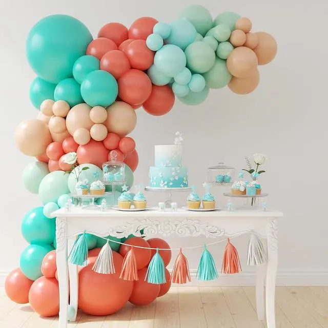 Alt view image 4 of 7 - Hawaii Balloons Arch Kit, Tropical Balloon Garland with Orange Teal Blue Balloons for Birthday Decorations, Baby Shower Tropical Hawaii Magic Theme Luau Tiki Party Supplies