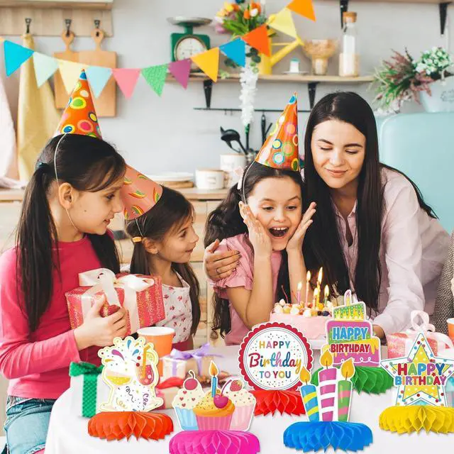 Alt view image 7 of 7 - 12 Pcs Birthday Table Decorations Colorful Birthday Centerpieces for Tables Happy Birthday Decorations Honeycomb Centerpieces Decor for Kids Happy Birthday Party Supplies