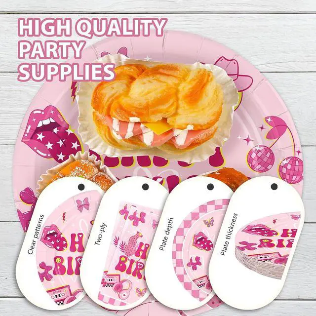 Alt view image 6 of 7 - 96Pcs Pink Checkered Preppy Graduation Decoration Pink Smiley Face Preppy Plates and Napkins Smile Face Y2k Tableware Set for Girls Graduation Birthday School Party Supplies Serves 24