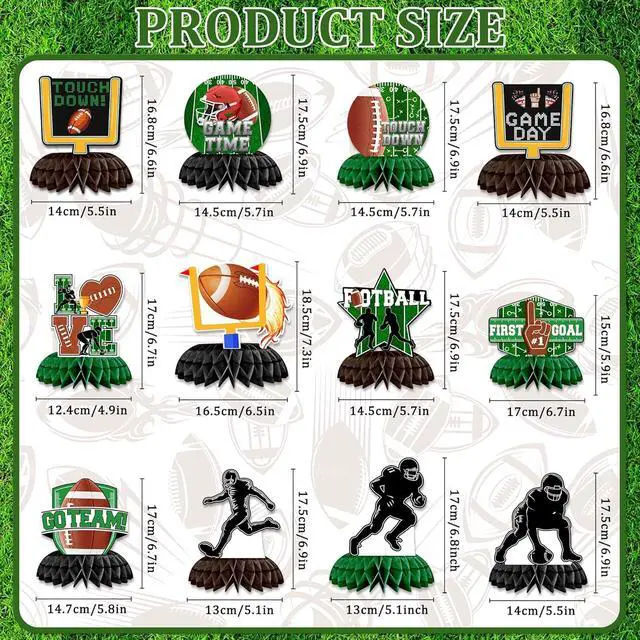 Alt view image 2 of 7 - 12PCS Football Party Decorations Honeycomb Centerpieces, Football Table Decorations Table Toppers for Gameday Tailgate Birthday Party Supplies