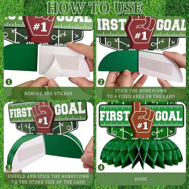 Alt view image 3 of 7 - 12PCS Football Party Decorations Honeycomb Centerpieces, Football Table Decorations Table Toppers for Gameday Tailgate Birthday Party Supplies