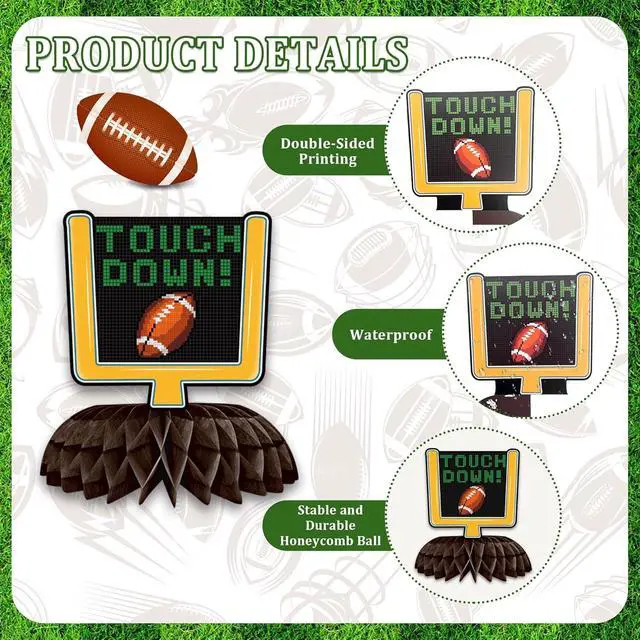 Alt view image 4 of 7 - 12PCS Football Party Decorations Honeycomb Centerpieces, Football Table Decorations Table Toppers for Gameday Tailgate Birthday Party Supplies