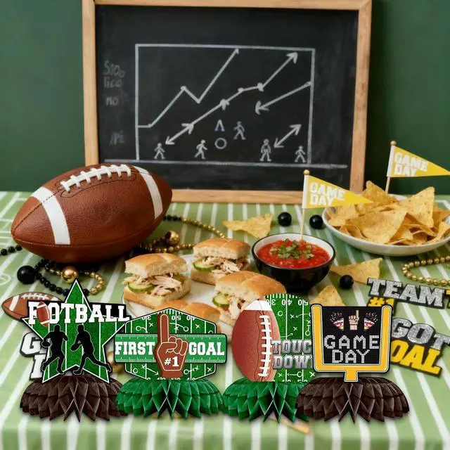 Alt view image 5 of 7 - 12PCS Football Party Decorations Honeycomb Centerpieces, Football Table Decorations Table Toppers for Gameday Tailgate Birthday Party Supplies