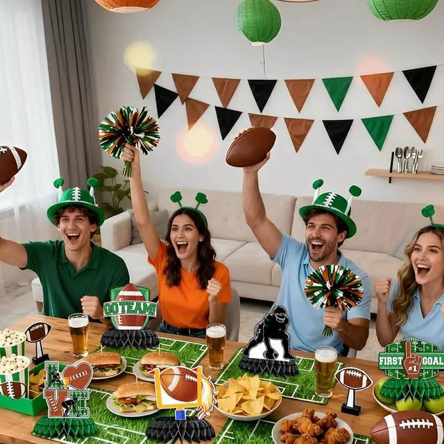 Alt view image 6 of 7 - 12PCS Football Party Decorations Honeycomb Centerpieces, Football Table Decorations Table Toppers for Gameday Tailgate Birthday Party Supplies