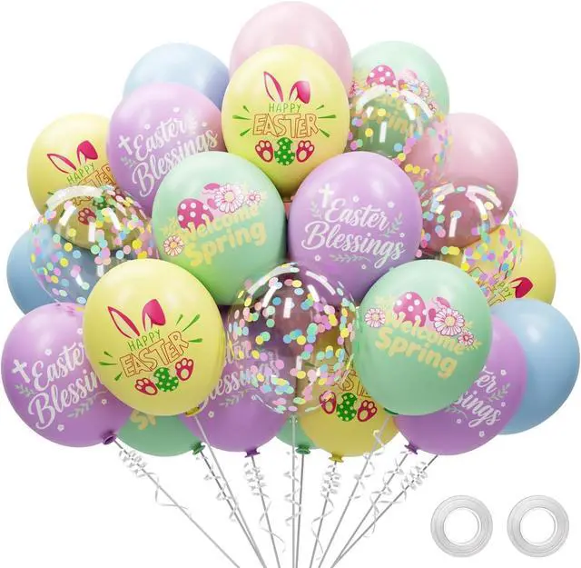 Main image of 68 Pack Pastel Easter Balloons Easter Party Decorations - 12 Inch Rainbow Spring Balloons with Ribbons - Easter Party Supplies Indoor Outdoor for Egg Hunt, Spring Home Classroom Office Decor
