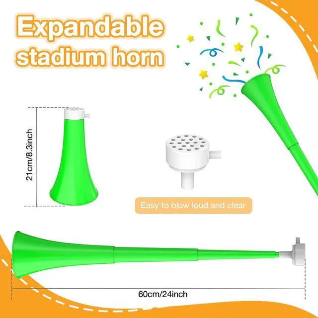 Alt view image 2 of 7 - Vuvuzelas Soccer Horn Collapsible Stadium Hockey Blow Stadium Noise Maker Loud Sound Blow Noisemakers Sports Trumpet Horn maker for Sports Events Parties Supplies Favors Accessories (green)