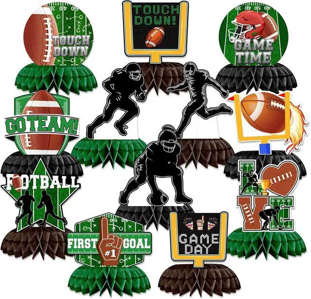 Main image of 12PCS Football Party Decorations Honeycomb Centerpieces, Football Table Decorations Table Toppers for Gameday Tailgate Birthday Party Supplies