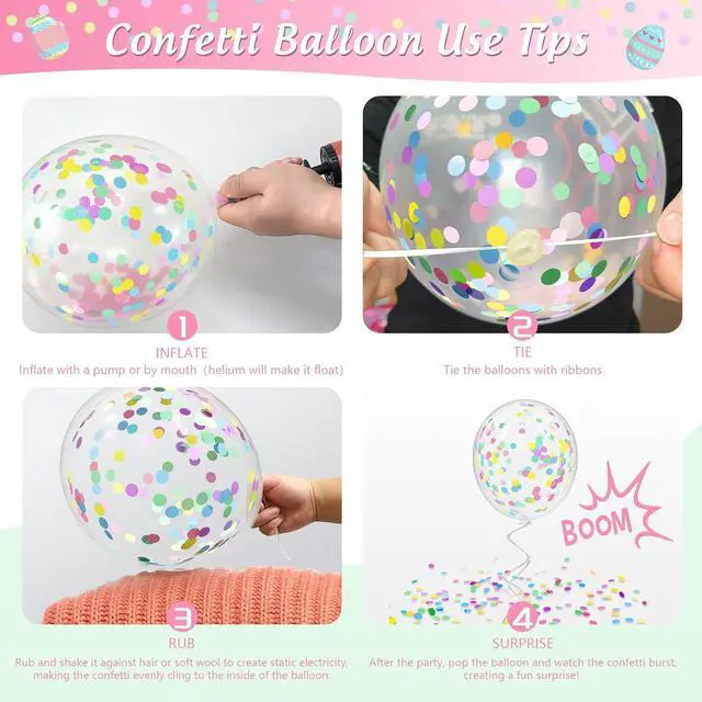 Alt view image 4 of 7 - 68 Pack Pastel Easter Balloons Easter Party Decorations - 12 Inch Rainbow Spring Balloons with Ribbons - Easter Party Supplies Indoor Outdoor for Egg Hunt, Spring Home Classroom Office Decor