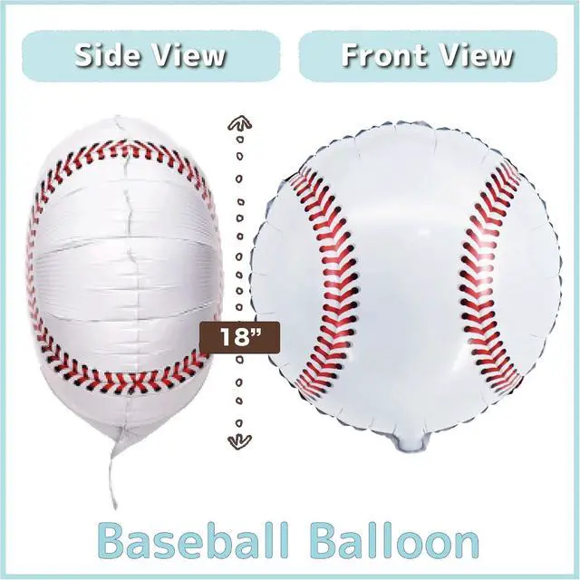 Alt view image 4 of 7 - Baseball Birthday Decorations 81PCS Party Set with 40 Number 6 Jumbo Balloon, Baseball Banner, Gloves, Balls, Blue & Red Balloons, Confetti & 18 Stars | Baseball Party Supplies (6)