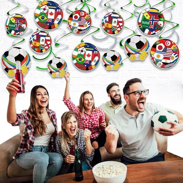 Alt view image 5 of 7 - AhfuLife 24pcs Soccer Hanging Swirls for Party Decorations 2026, 12Pcs Soccer Flag Hanging Swirls and 12pcs Hanging Swirls for World Cup Home Party Decorations