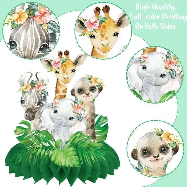 Alt view image 3 of 6 - 10Pcs Safari Jungle Animal Honeycomb Centerpieces Safari Baby Shower Decorations Jungle Safari Table Centerpieces Decorations for Safari Animal Theme Wild One Party Supplies