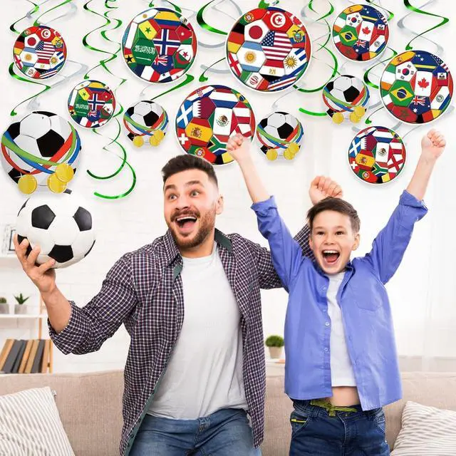 Alt view image 6 of 7 - AhfuLife 24pcs Soccer Hanging Swirls for Party Decorations 2026, 12Pcs Soccer Flag Hanging Swirls and 12pcs Hanging Swirls for World Cup Home Party Decorations