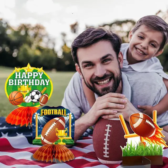 Alt view image 4 of 7 - 12 Pieces Sports Themed Birthday Party Supplies Sports Centerpieces for Kids 3D Football Soccer Baseball Basketball Softball Honeycomb Centerpieces Ball Party Decoration for Boys Kids
