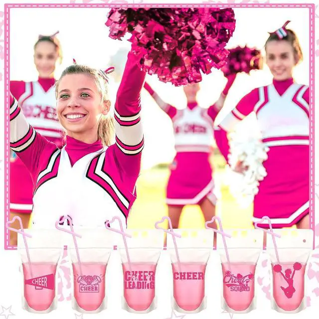 Alt view image 4 of 7 - Willinglong 24 Pcs Cheerleading Drink Pouches with Straws Cheerleading Party Supplies Favors Drink Pouches with Straws for Cheer Team Party