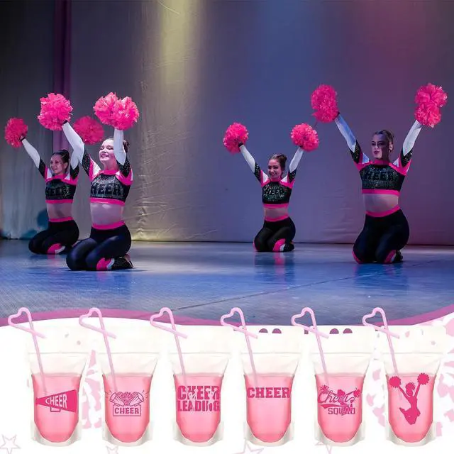 Alt view image 6 of 7 - Willinglong 24 Pcs Cheerleading Drink Pouches with Straws Cheerleading Party Supplies Favors Drink Pouches with Straws for Cheer Team Party