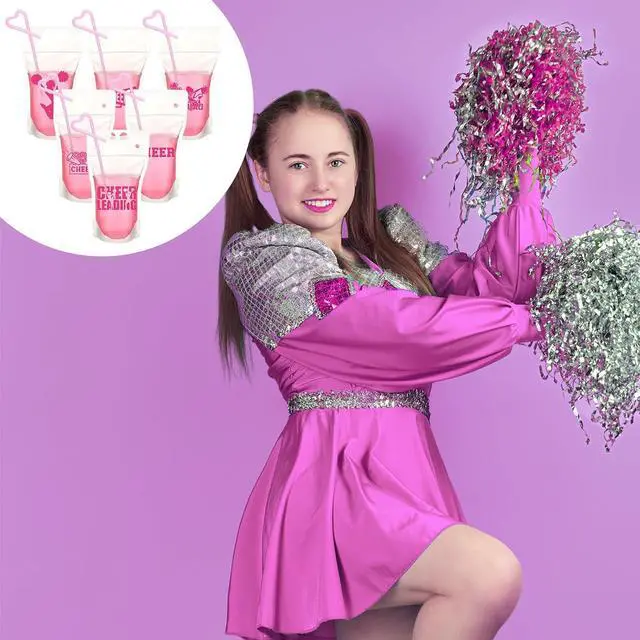 Alt view image 7 of 7 - Willinglong 24 Pcs Cheerleading Drink Pouches with Straws Cheerleading Party Supplies Favors Drink Pouches with Straws for Cheer Team Party