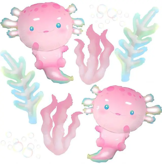 Main image of 6Pcs Axolotl Balloons/Cute Axolotl Birthday Party Decorations/Aluminum Foil Axolotl Inflatable Balloon for Summer Beach Party Supplies/Animal Protection Theme Activities/Summer Camps/Beach Picnics