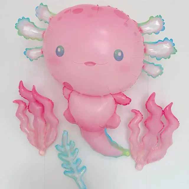 Alt view image 2 of 7 - 6Pcs Axolotl Balloons/Cute Axolotl Birthday Party Decorations/Aluminum Foil Axolotl Inflatable Balloon for Summer Beach Party Supplies/Animal Protection Theme Activities/Summer Camps/Beach Picnics