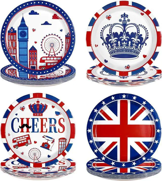 Main image of 60 Pcs British Party Decorations Union Jack Paper Plates - 9" Heavy Duty Britain UK Flag Paper Plates Disposable London Tableware for Union Jack Birthday London National Party Decorations