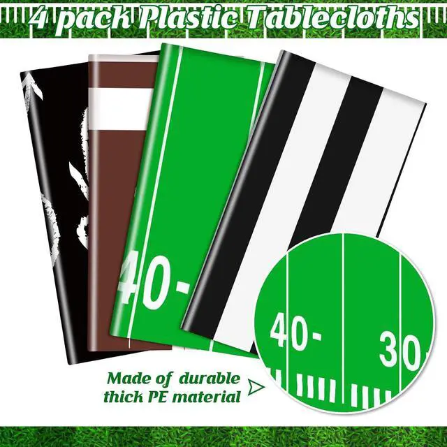 Alt view image 2 of 7 - Qinyoung 8 Pack Football Theme Tablecloths, Football Themed Party Favor Supplies, Disposable Plastic Rectangle Sports Table Covers for Sports Birthday Party Decor, 108 x 54 Inch