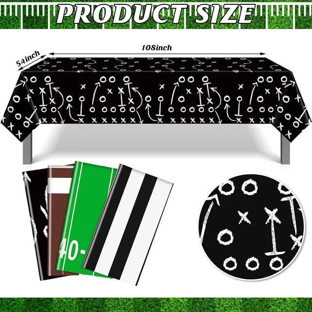 Alt view image 3 of 7 - Qinyoung 8 Pack Football Theme Tablecloths, Football Themed Party Favor Supplies, Disposable Plastic Rectangle Sports Table Covers for Sports Birthday Party Decor, 108 x 54 Inch
