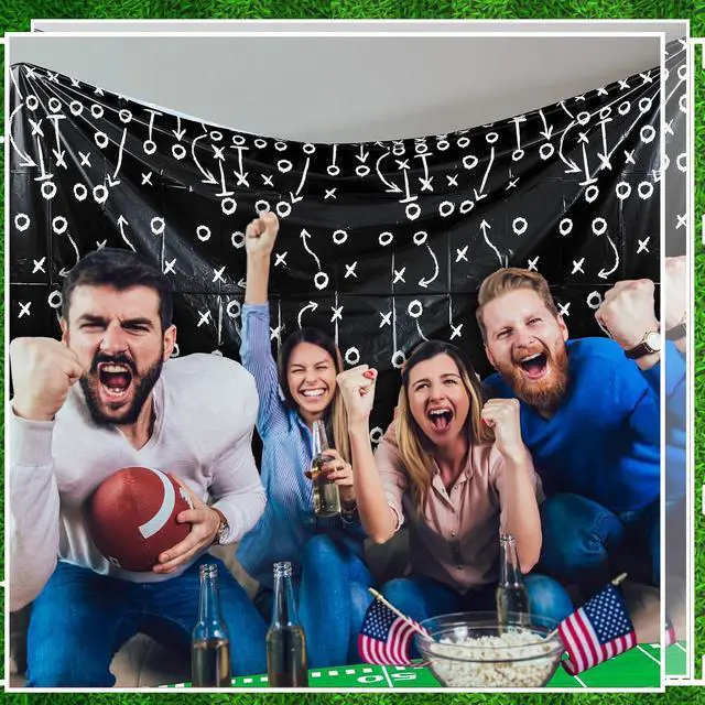 Alt view image 5 of 7 - Qinyoung 8 Pack Football Theme Tablecloths, Football Themed Party Favor Supplies, Disposable Plastic Rectangle Sports Table Covers for Sports Birthday Party Decor, 108 x 54 Inch