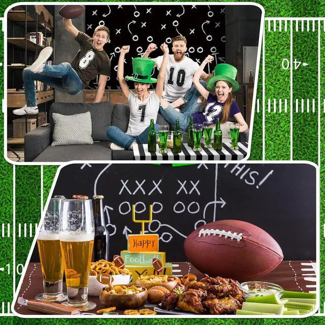 Alt view image 6 of 7 - Qinyoung 8 Pack Football Theme Tablecloths, Football Themed Party Favor Supplies, Disposable Plastic Rectangle Sports Table Covers for Sports Birthday Party Decor, 108 x 54 Inch