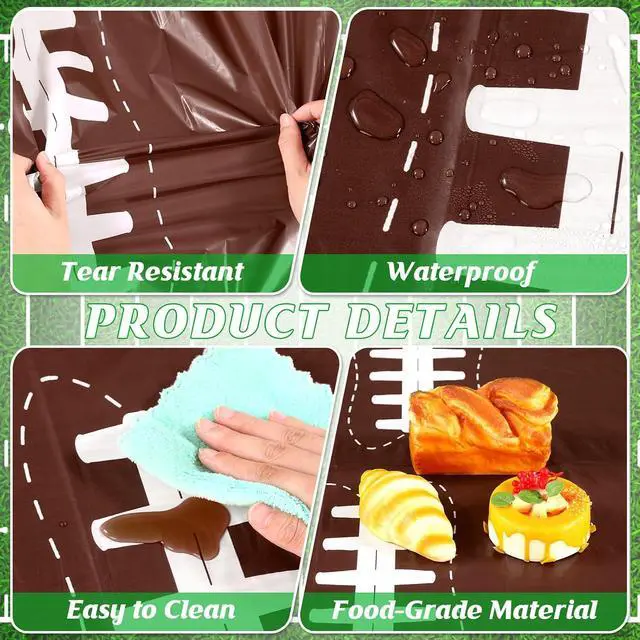 Alt view image 4 of 7 - Qinyoung 8 Pack Football Theme Tablecloths, Football Themed Party Favor Supplies, Disposable Plastic Rectangle Sports Table Covers for Sports Birthday Party Decor, 108 x 54 Inch