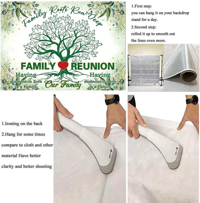 Alt view image 7 of 7 - Family Reunion Backdrop 8x6FT Green Our Family Tree Reunion Decorations Photography Background Welcome Family Gathering Party Supplies Photo Props