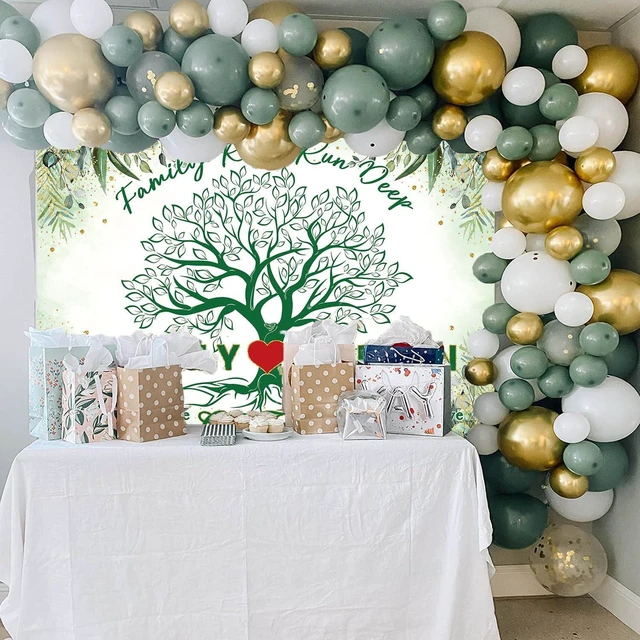 Alt view image 5 of 7 - Family Reunion Backdrop 8x6FT Green Our Family Tree Reunion Decorations Photography Background Welcome Family Gathering Party Supplies Photo Props