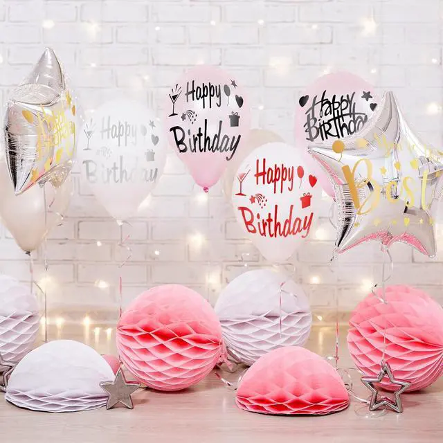 Alt view image 4 of 7 - Estune 60 Sheets Happy Birthday Balloons Stickers Birthday Party Supplies Clear Bobo Balloon Stickers Gift Decoration Decals for DIY School Party Supplies, Gold Black