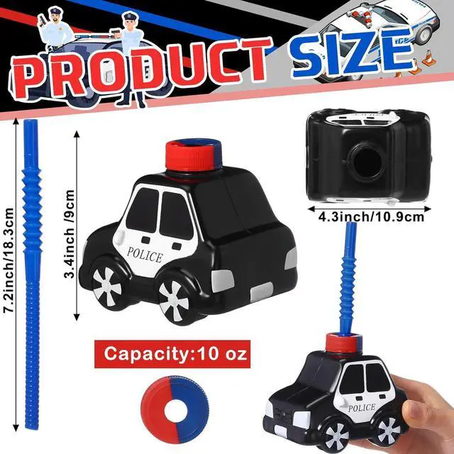 Alt view image 2 of 6 - Tanlade 12 Set Police Car Cups with Straws, Police Birthday Party Decoration for Kids,10oz Plastic Transportation Shape Cup Reusable Traffic Vehicle Birthday Party Favor for Car