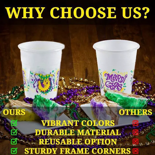 Alt view image 6 of 6 - Fun Express - Mardi Gras Disposable Cups for Mardi Gras - Party Supplies - Drinkware - 50 Pieces