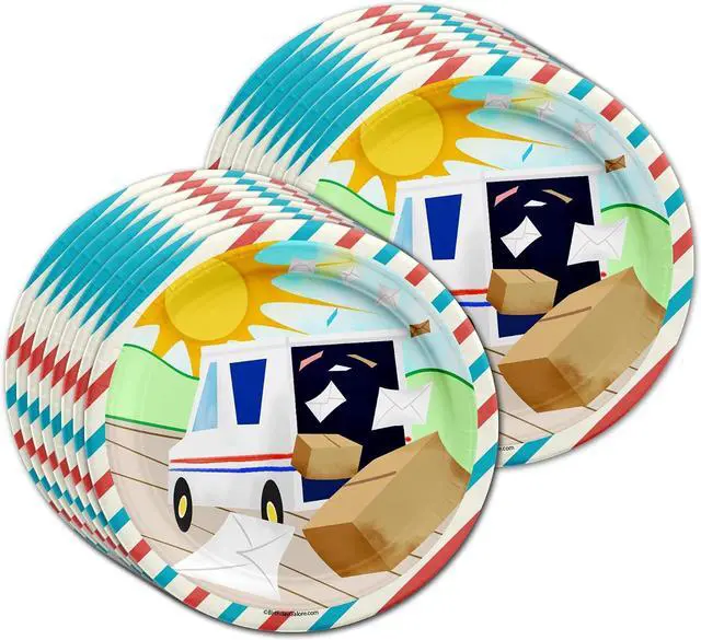 Alt view image 2 of 7 - Mailman Birthday Party Supplies Set Plates Napkins Cups Tableware Kit for 16