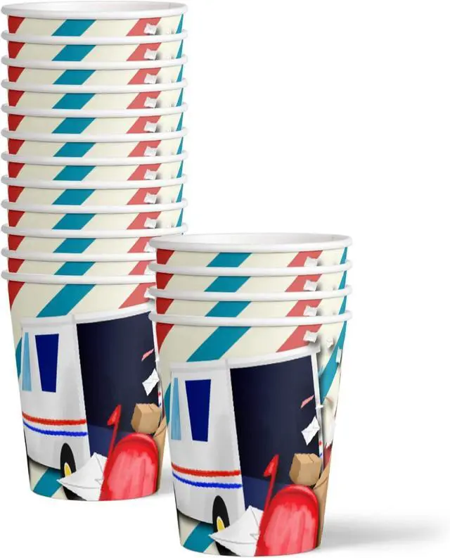 Alt view image 3 of 7 - Mailman Birthday Party Supplies Set Plates Napkins Cups Tableware Kit for 16