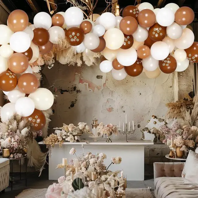 Alt view image 4 of 7 - 131 Pcs Cielito Lindo Party Decoration Platos De Barro Fiesta Balloons Arch Kit Backdrop Mexican Talavera Party Decorations for Wedding Birthday Baby Shower Bridal Engagement Photo Supplies(Brown)