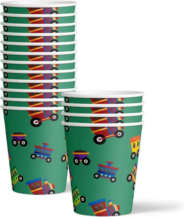 Alt view image 4 of 7 - Train Birthday Party Supplies Set Plates Napkins Cups Tableware Kit for 16