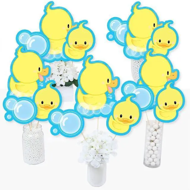 Main image of Big Dot of Happiness Ducky Duck - Baby Shower or Birthday Party Centerpiece Sticks - Table Toppers - Set of 15