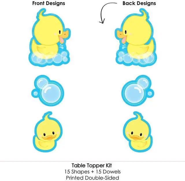 Alt view image 4 of 4 - Big Dot of Happiness Ducky Duck - Baby Shower or Birthday Party Centerpiece Sticks - Table Toppers - Set of 15