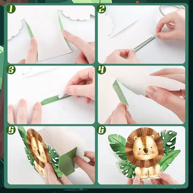 Alt view image 3 of 6 - Geyoga 24 Pcs Safari Baby Shower Decorations Jungle Theme Birthday Decorations Jungle Baby Shower Decor Wild Animals Centerpieces Birthday Party Supplies