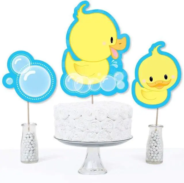Alt view image 3 of 4 - Big Dot of Happiness Ducky Duck - Baby Shower or Birthday Party Centerpiece Sticks - Table Toppers - Set of 15